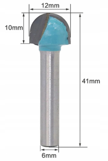 Frez Kulisty Półokrągły Kulowy 6mm x 12mm Węglik