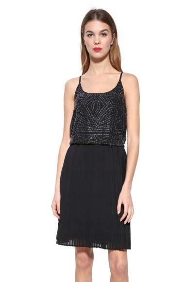 Desigual Šaty Plásované Šaty Šatonové Růže (36)