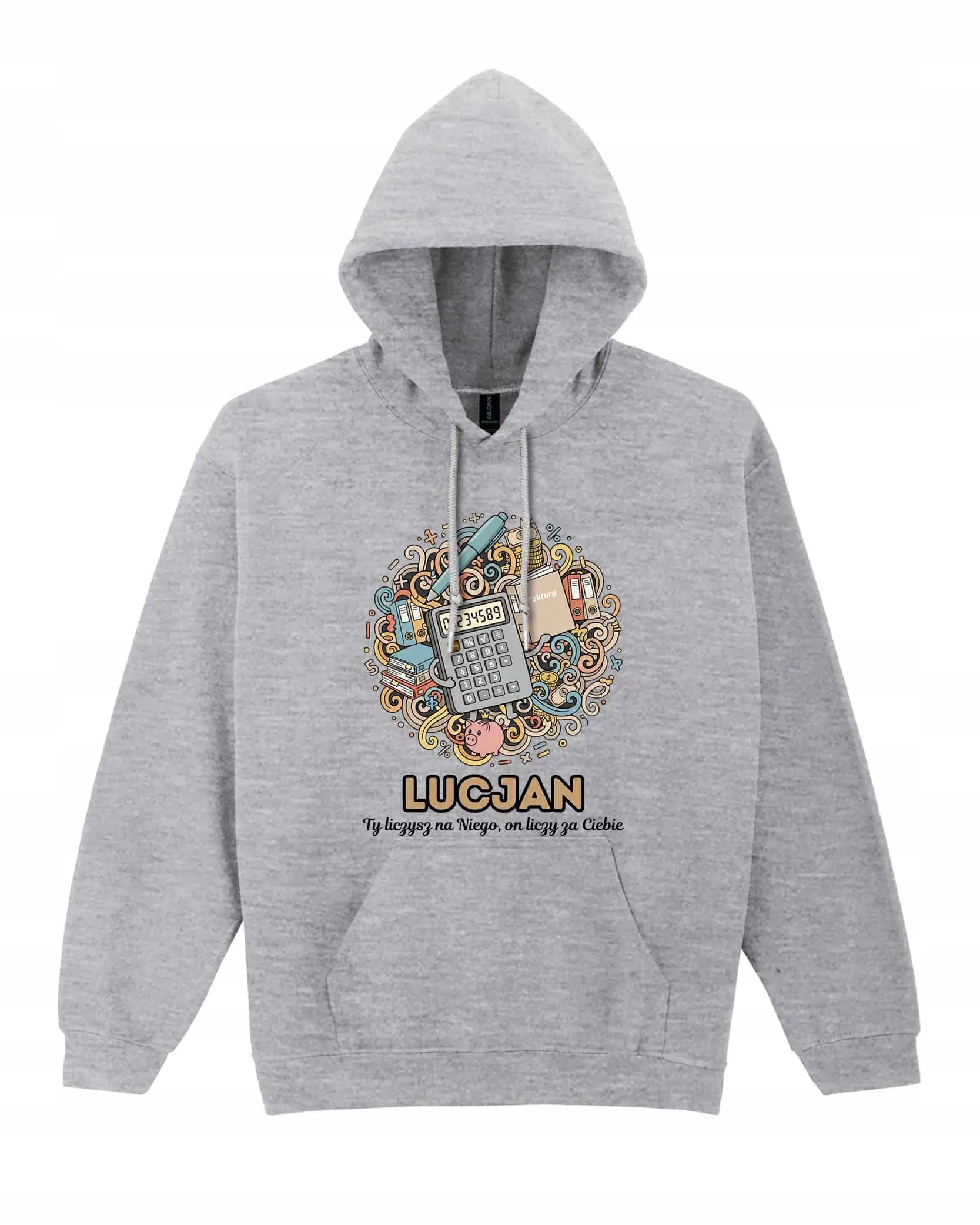 Mikina s kapucí Účetní Personalizovaná Ilustrační Šedá XL