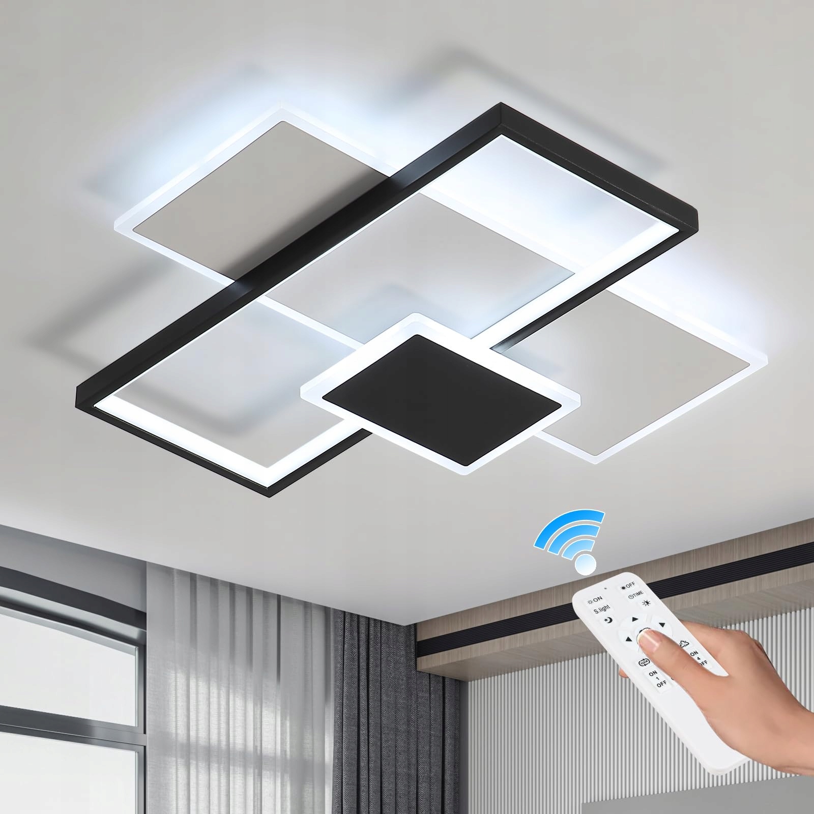 Lampa Sufitowa Led Do Salonu z Pilotem Kwadrat 46W 3000K-6500K Mckalen