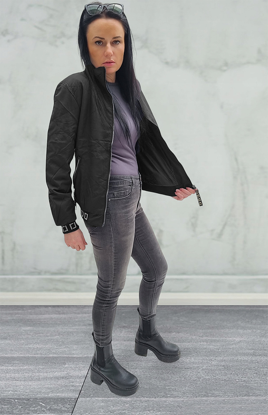 KURTKA DAMSKA WIOSENNA LEKKA PRZEJŚCIOWA WIOSNA WIATRÓWKA CZARNA L Wypełnienie syntetyczne