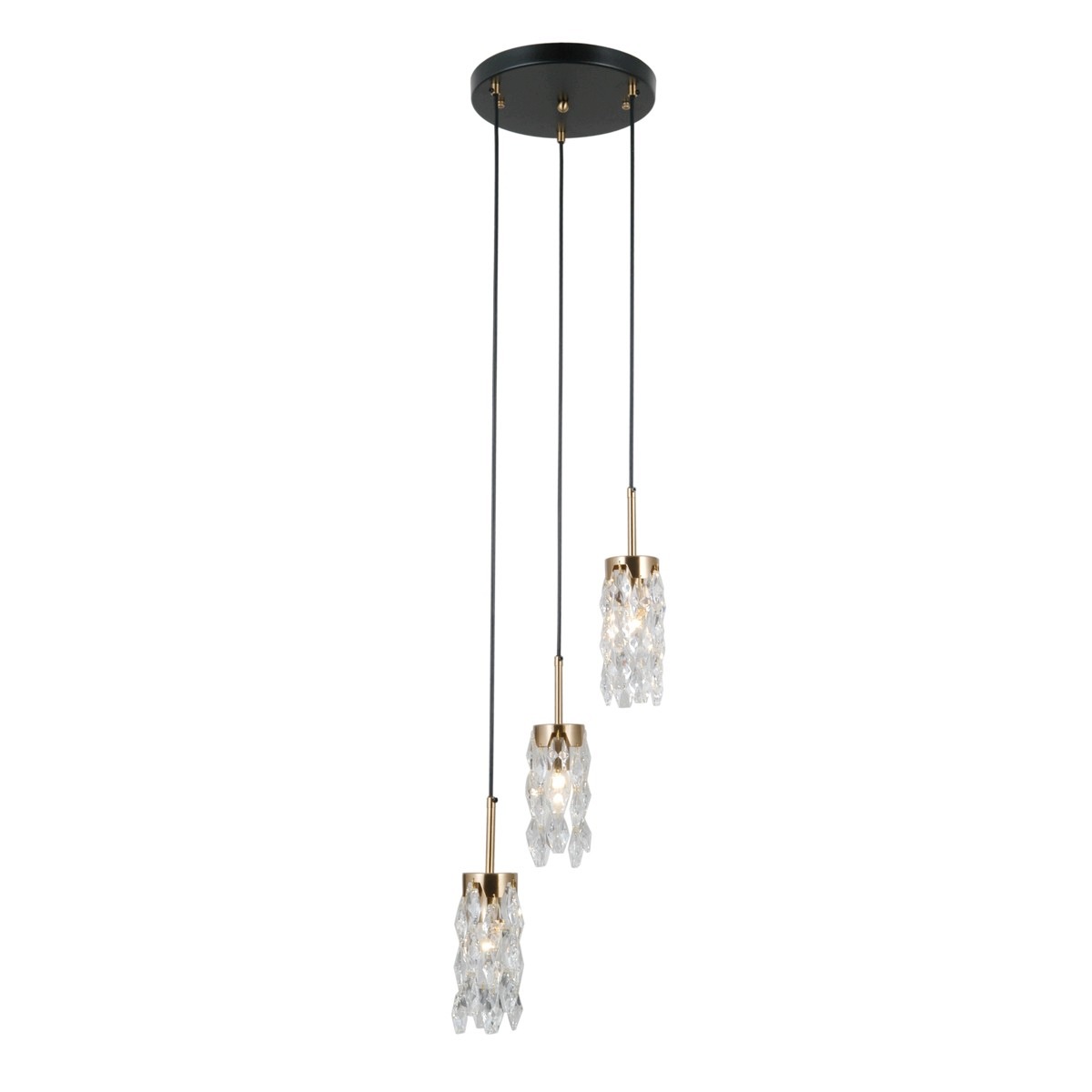 Zorta, Moderná, dekoratívna, čierno-zlatá závesná lampa s kryštálikmi