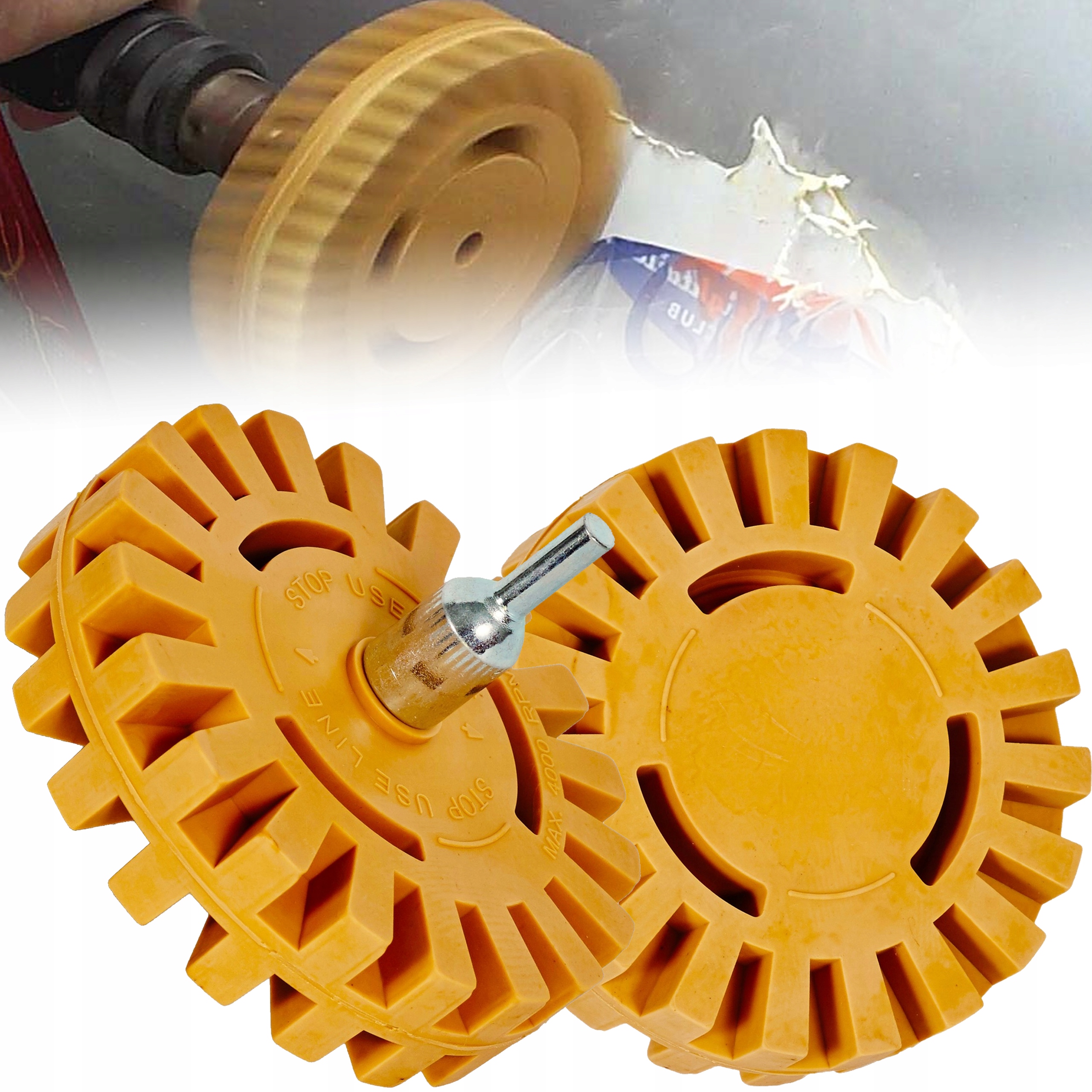 2 x Krążek Gumowy Do Usuwania Naklejek Kleju Po Odważnikach Felg Adapter