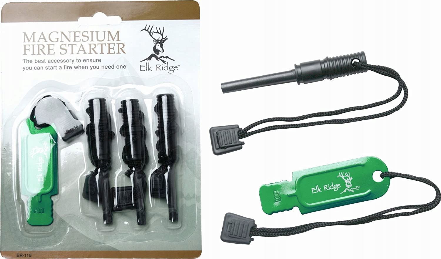 Hořčíkové křesadlo Elk Ridge ER-115 zapalování
