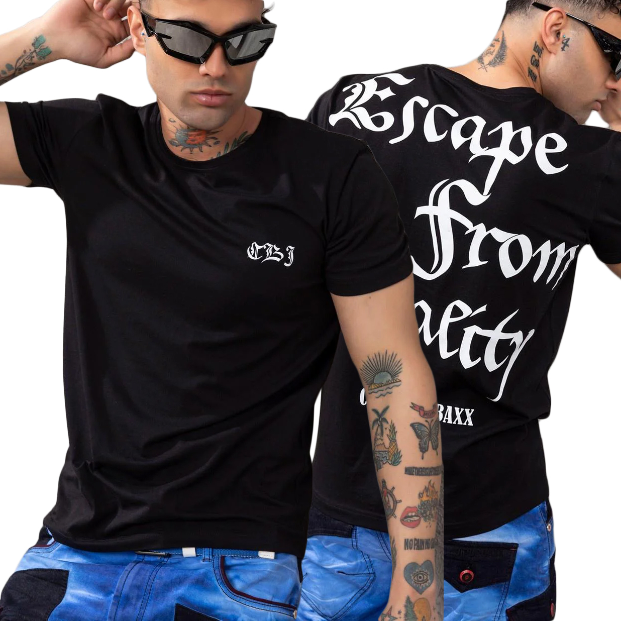 Tričko Cipo Baxx Pánské Černé Nápisy Escape From Reality