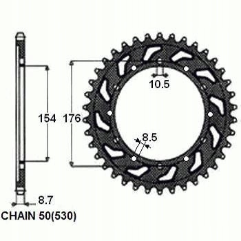 Zadní ozubení Sunstar SUNR1-5695 43 Honda Vfr 800 Vtec 02-08, Cb 1000 R 08-09