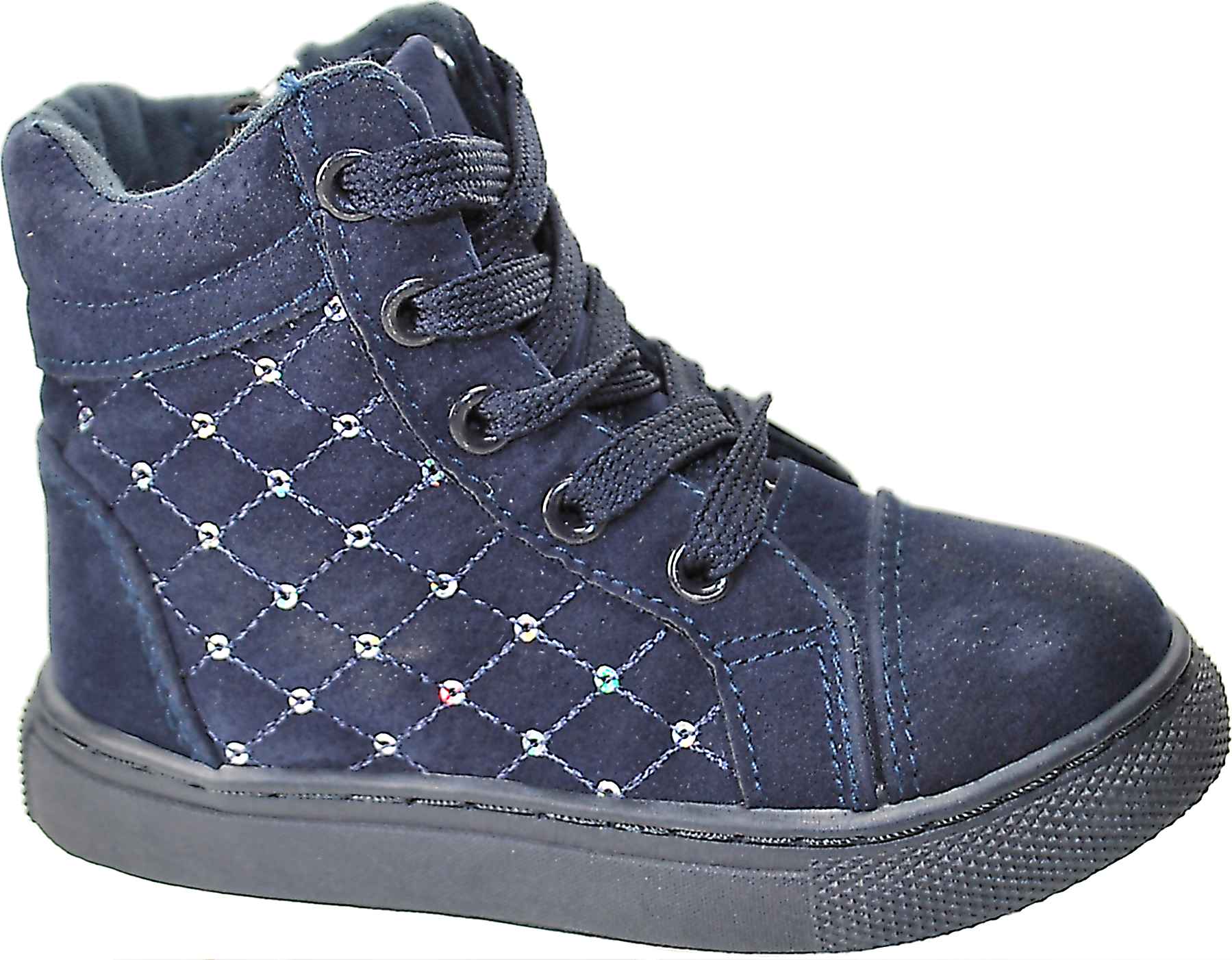 GRANATOWE PIKOWANE TRZEWIKI BOTKI na suwak r 28