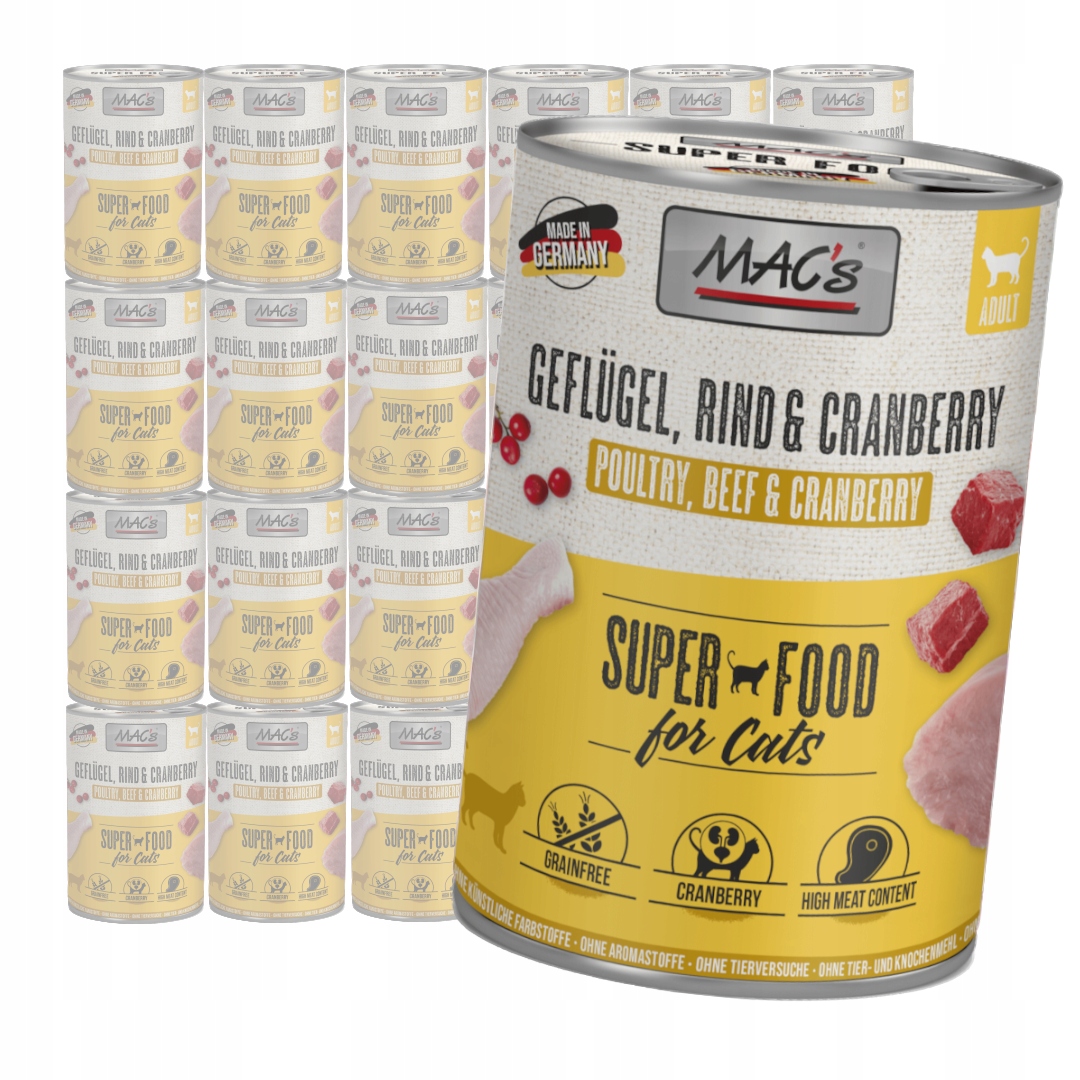 Levně MAC's Cat Mokré Krmivo Pro Kočky Brusinky 24x400g