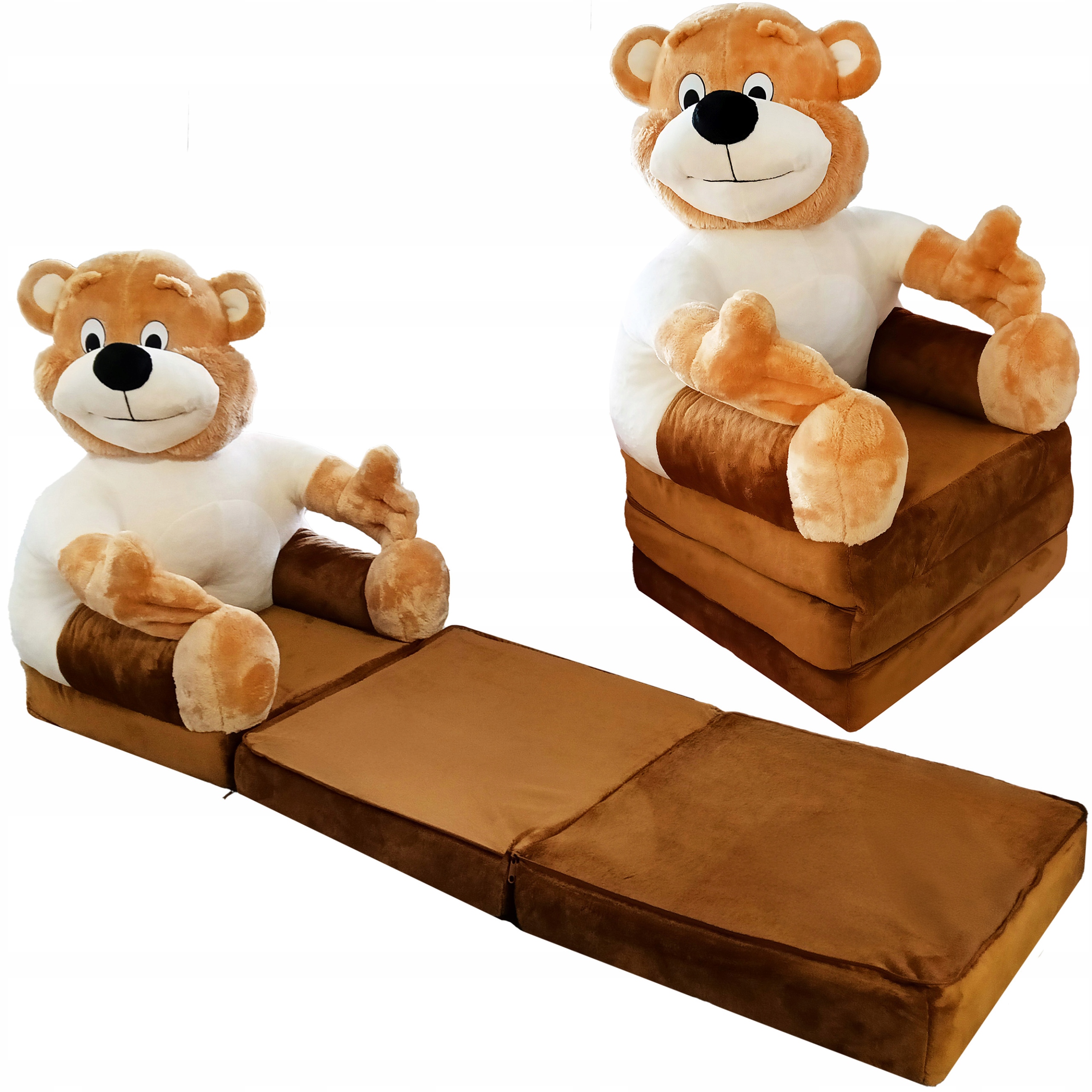 Brązowy materac z pluszu pianka miś 5w1