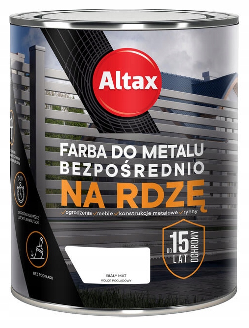 ALTAX FARBA DO METALU NA RDZĘ 0,75L BIAŁY MAT Pojemność w ofercie 0.75 l