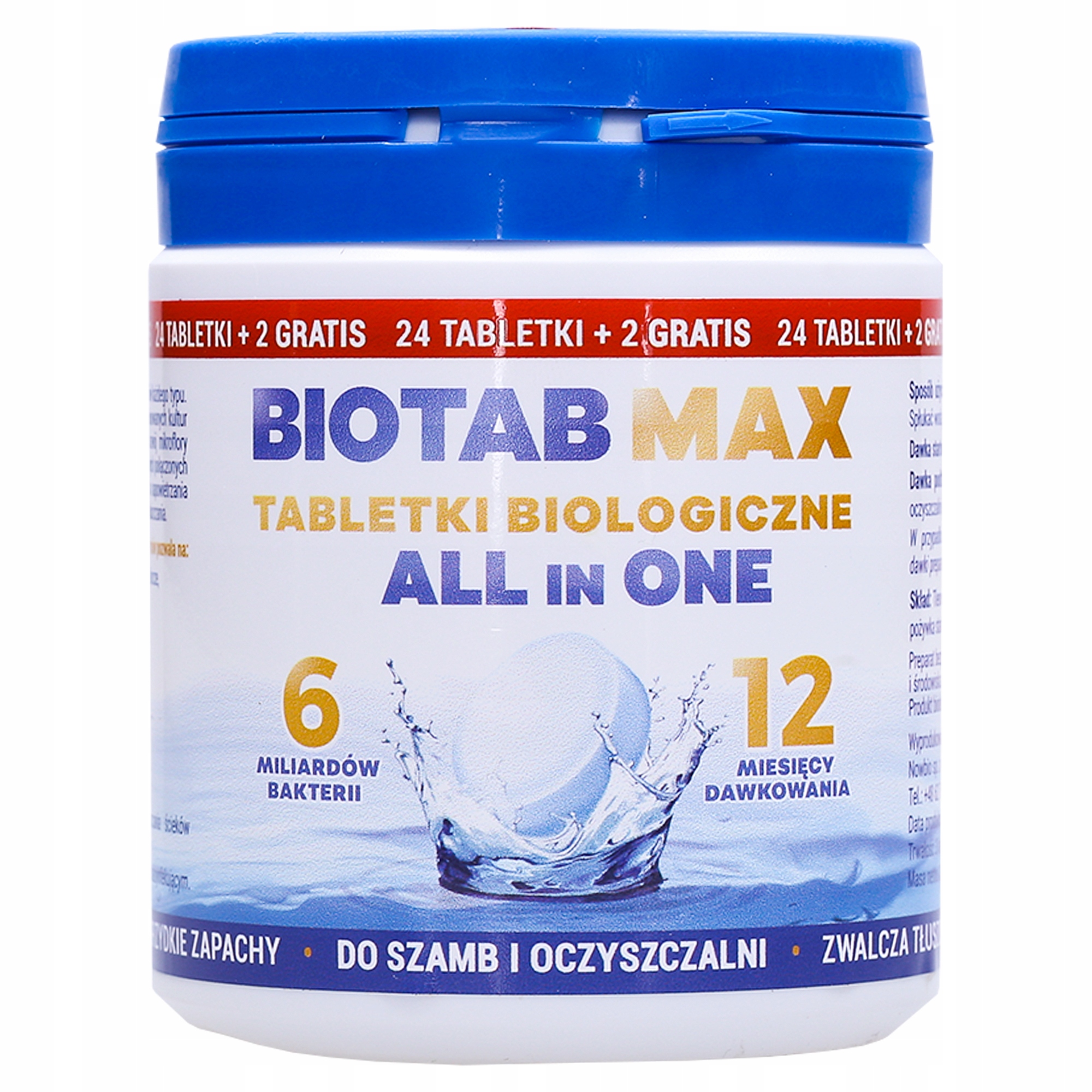 Bakterie do szamba Tabletki na Rok + Tłuszcze All in One Tabletki do szamba Producent BioTab