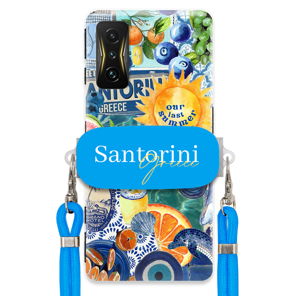 Pouzdro pro Xiaomi Poco F4 Gt Modré Crossbody vodítko Držák Santorini Sea