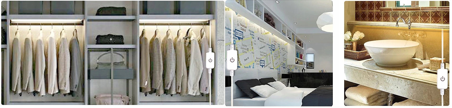 OŚWIETLENIE SZAFY MEBLI WŁĄCZNIK ŚCIEMNIACZ 300 CM Długość 3 m