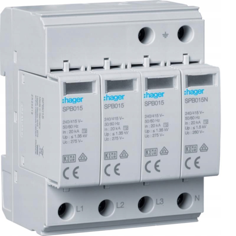 Omezovač přepětí T2 Spd, 4P, 3+1, Tn-s/tt, In 20kA, Up1,35kV, Uc 275V