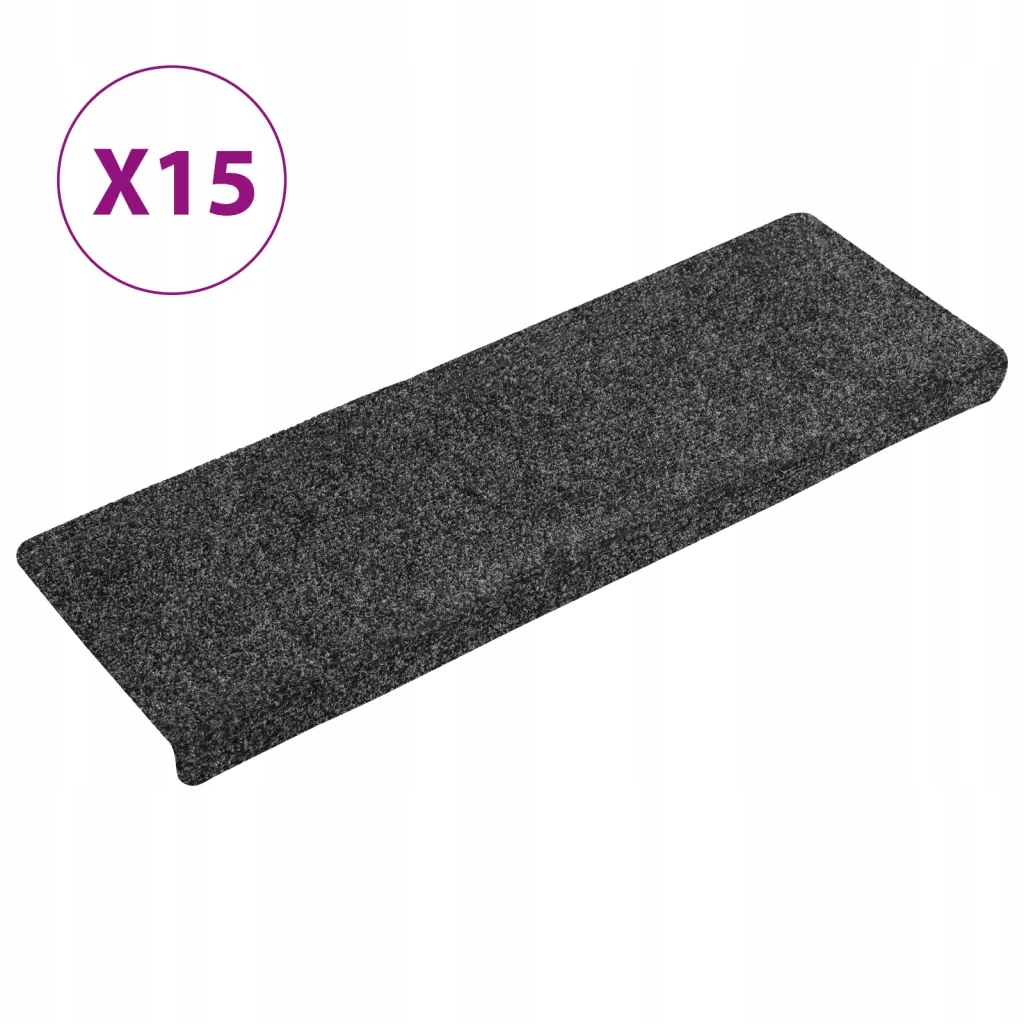 Nášlapy na schody šedé 65 x 21 x 4 cm, 15 ks, protiskluzové