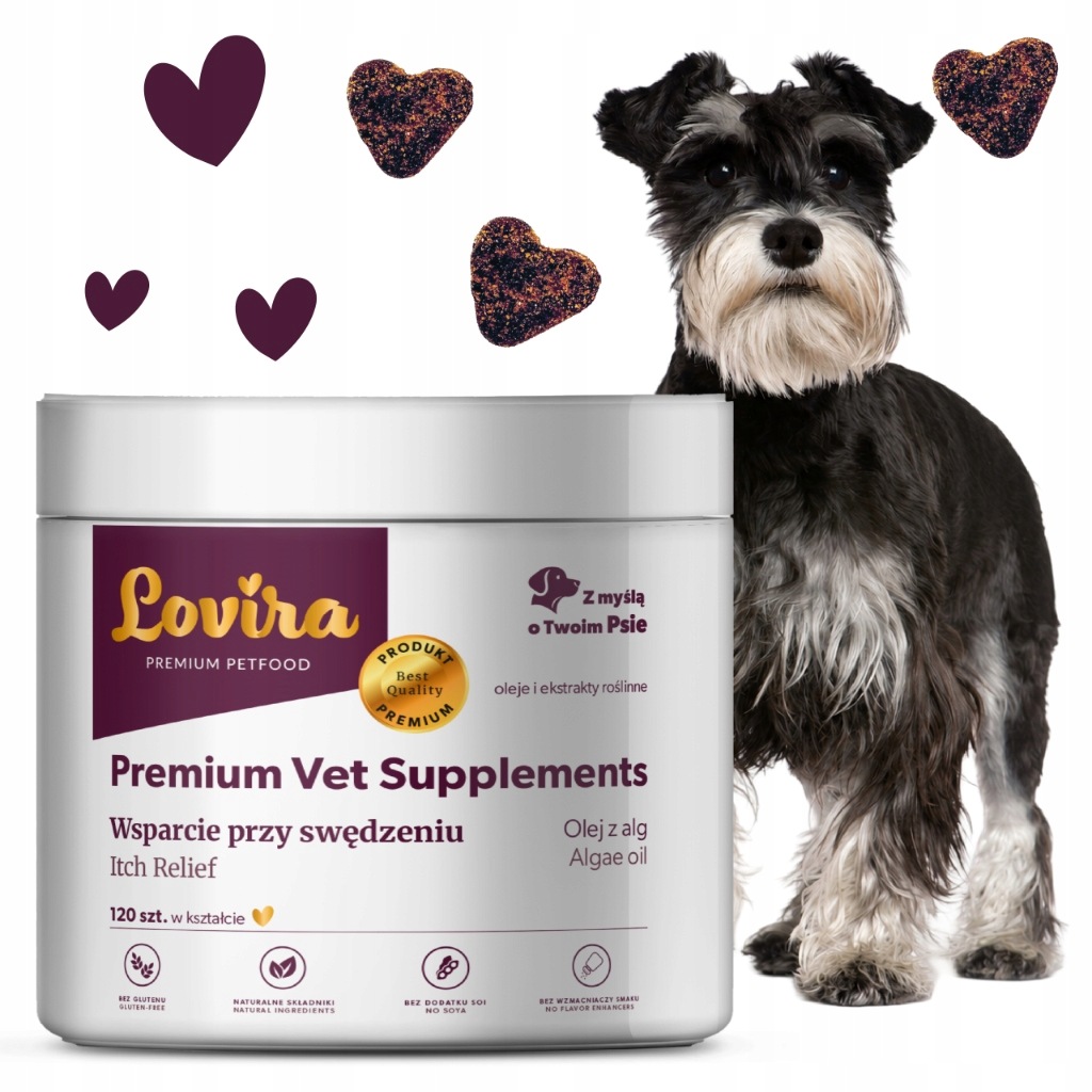 Pochoutky pro psa Anti-svědění 120 ks Vitamíny na srst Olej z řas Lovira