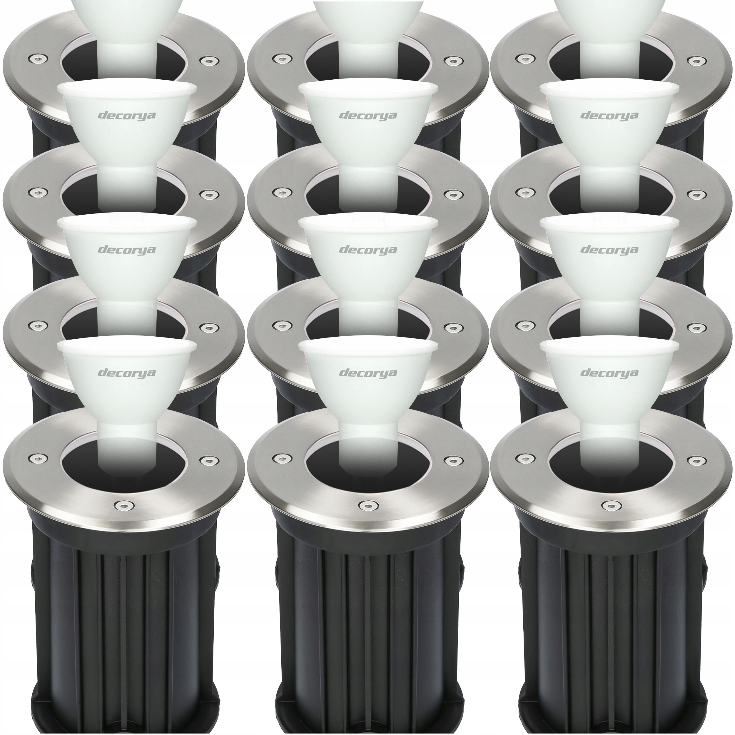 12x Okrągła Gruntowa Ogrodowa Lampa Led Oprawa Wpuszczana W Grunt Ziemię