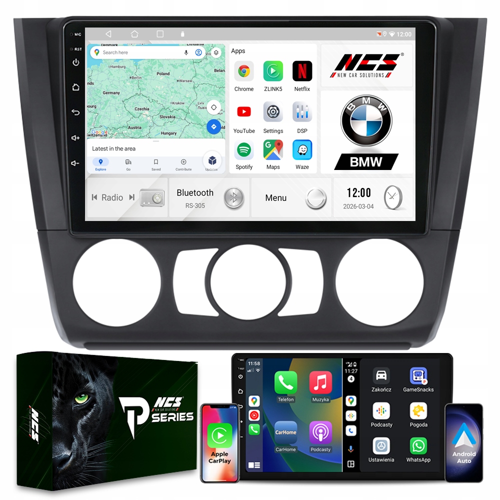 Rádio Navigace Android RS-305 Bmw 1 E81 E82 E87 E88 2004-2013 2GB 9"
