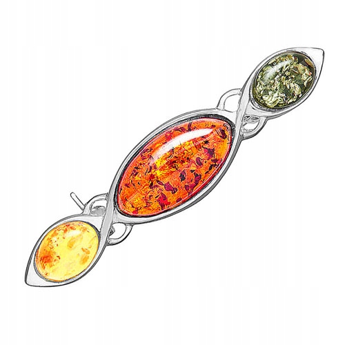 

Subtelna i Piękna broszka 100% Srebro i Bursztyn