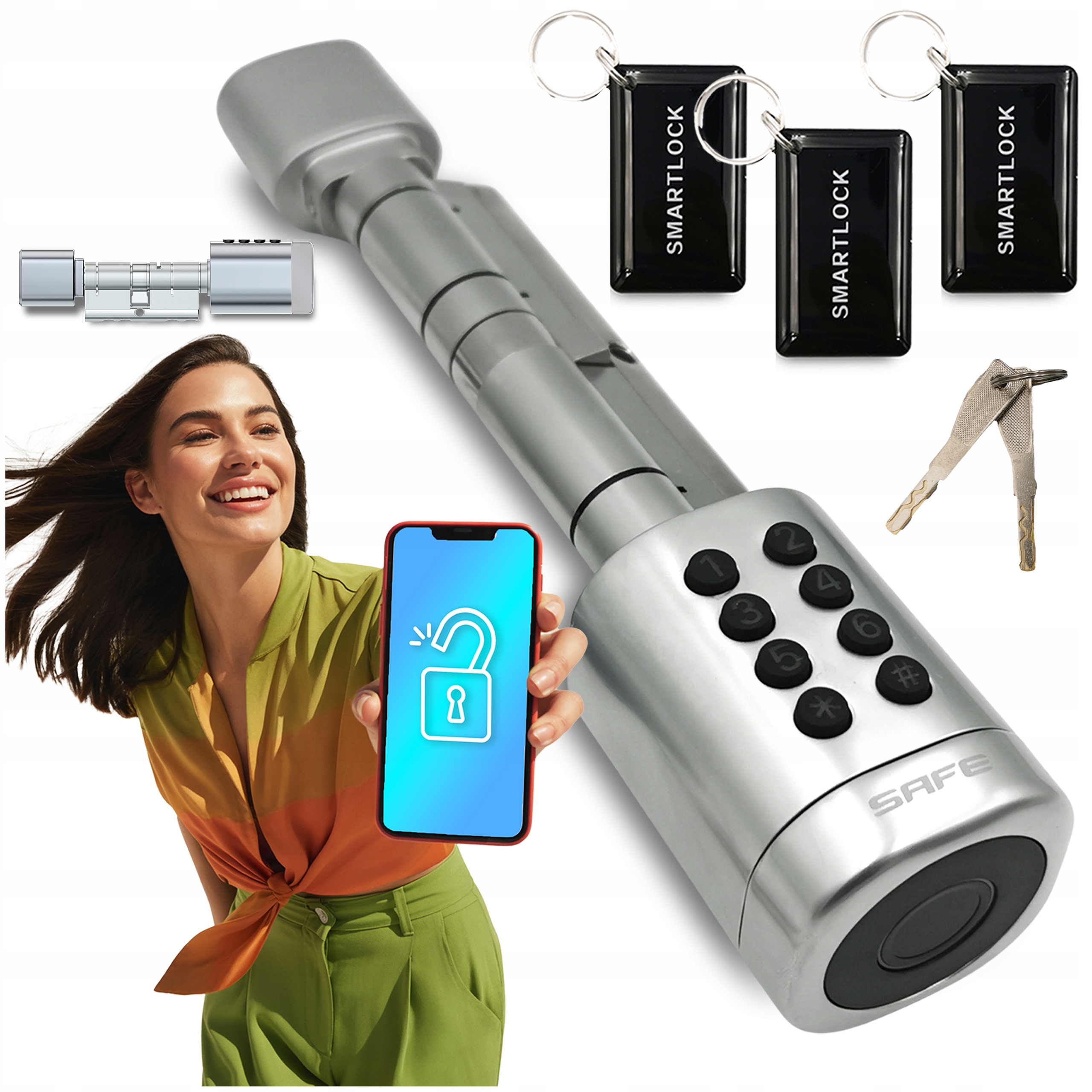 Elektroniczny zamek Do Drzwi Zamek TTlock Wkładka Odcisk Palca Kod 60~95 mm