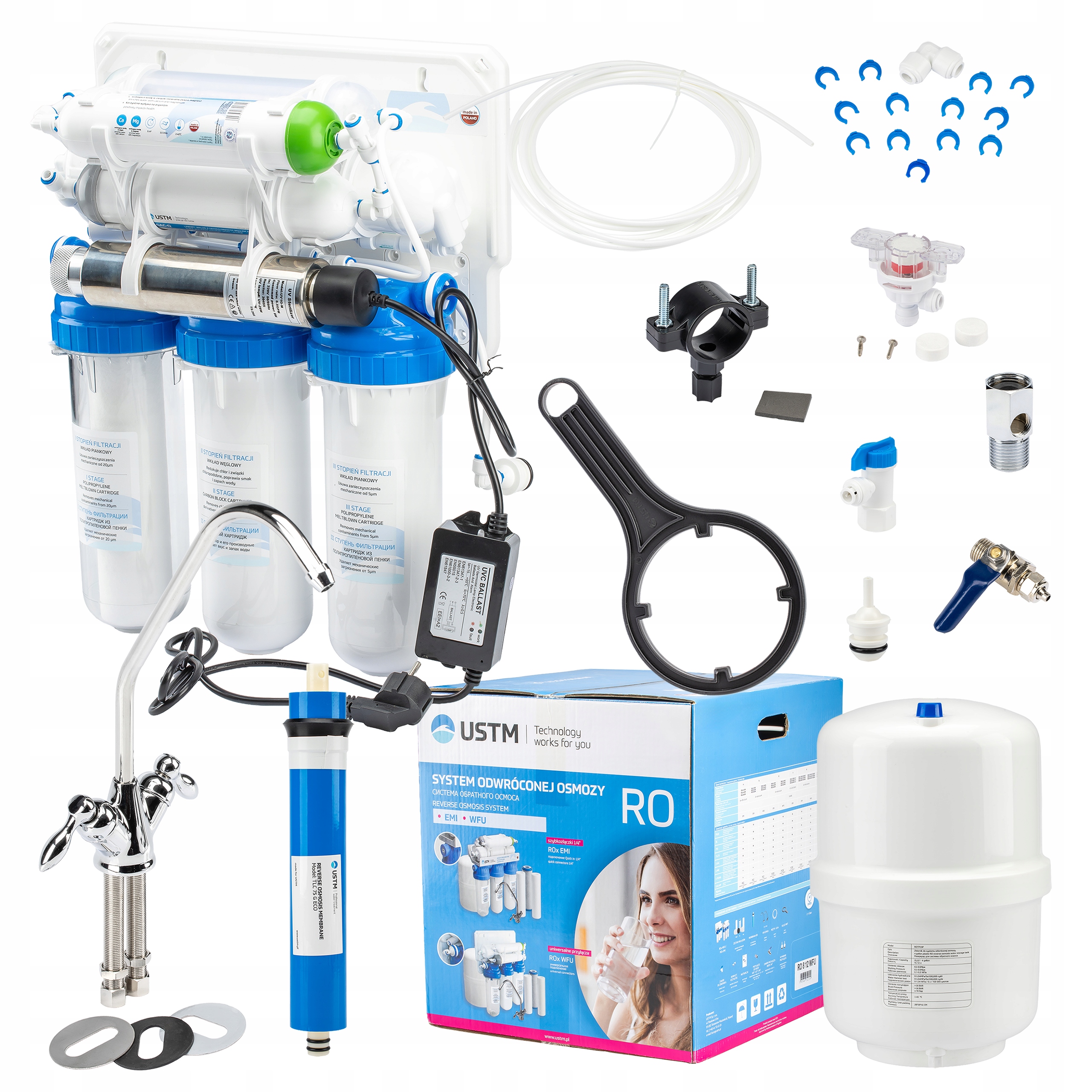Odwrócona Osmoza RO8 Wfu Z Lampą Uv System Filtracji Wody Pitnej Do Kuchni