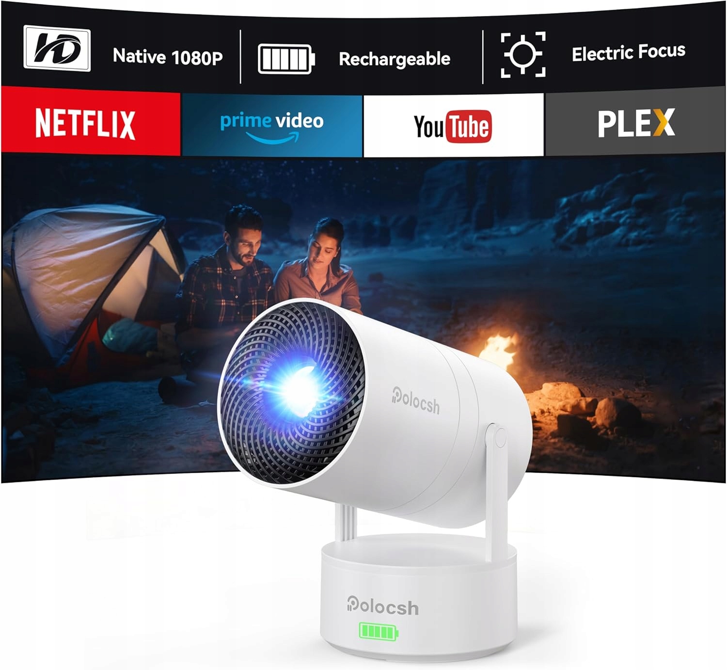 POLOCSH Mini Projektor WiFi Bluetooth 1080P 4K Android 11 HDMI