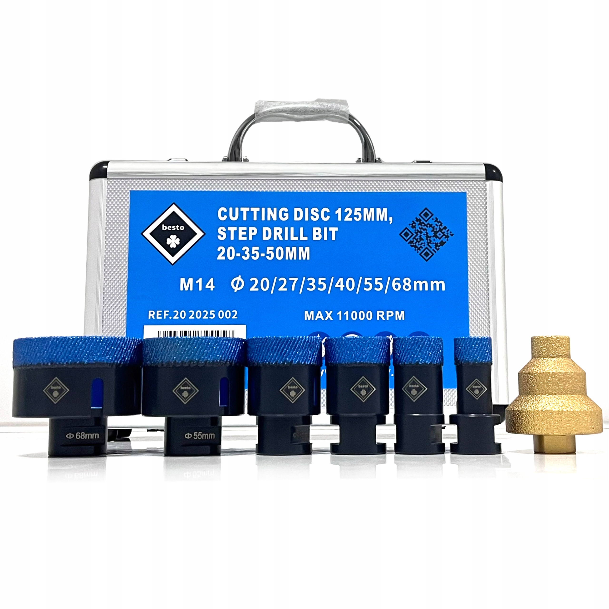 Zestaw Otwornic Diamentowych Do Gresu Premium Besto 20-68MM 7 Szt Tarcza