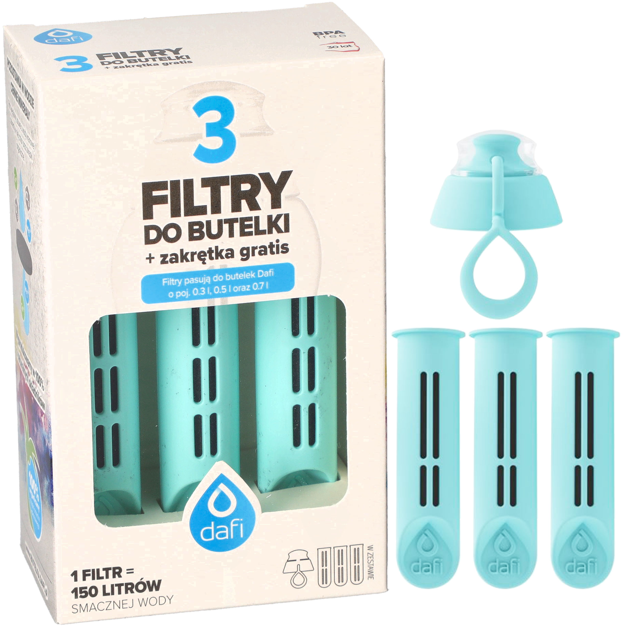 

Filtr do butelki Dafi 3 szt. nakrętka Miętowy