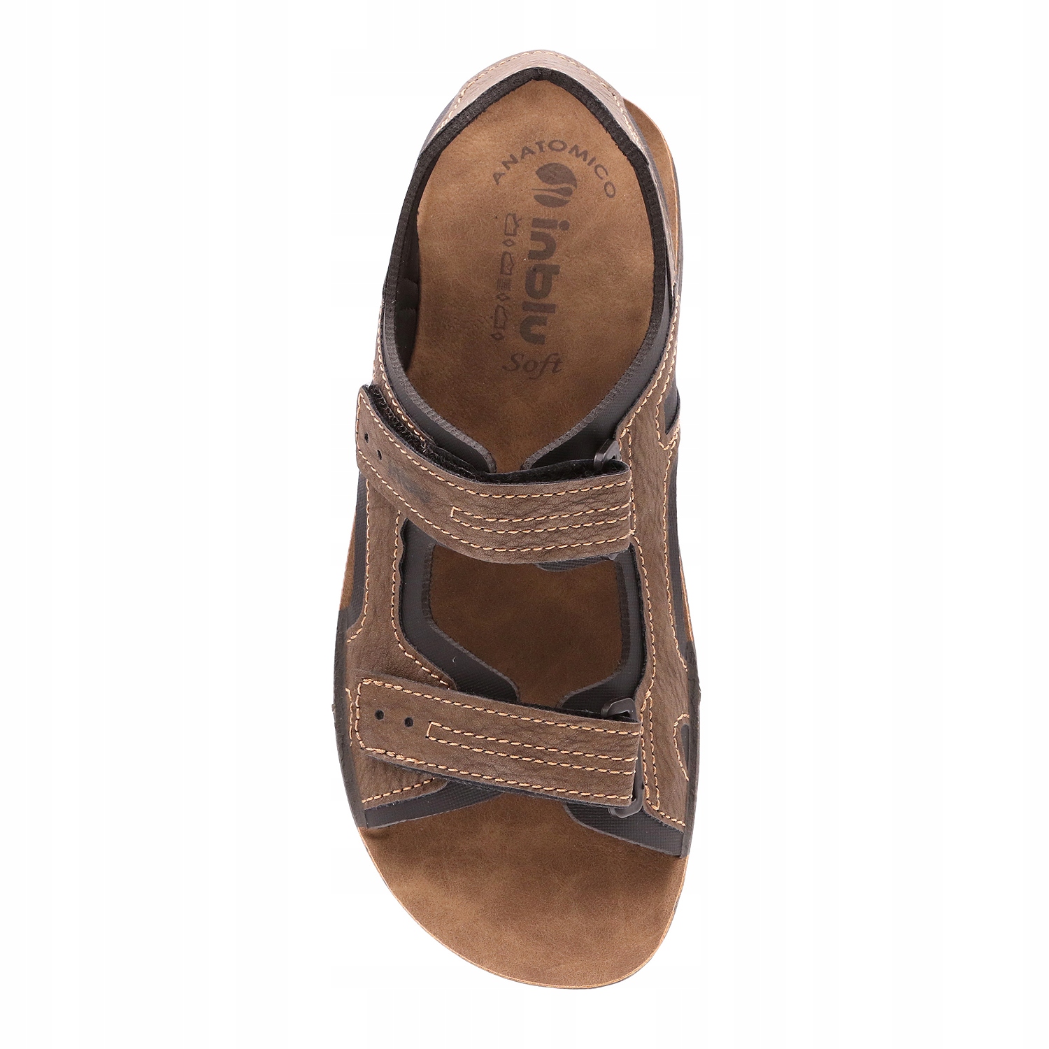 SANDAŁY MĘSKIE INBLU RY-29 SKÓRA ECO WYGODNE RZEPY BRĄZOWE 41 Model N-RY-29