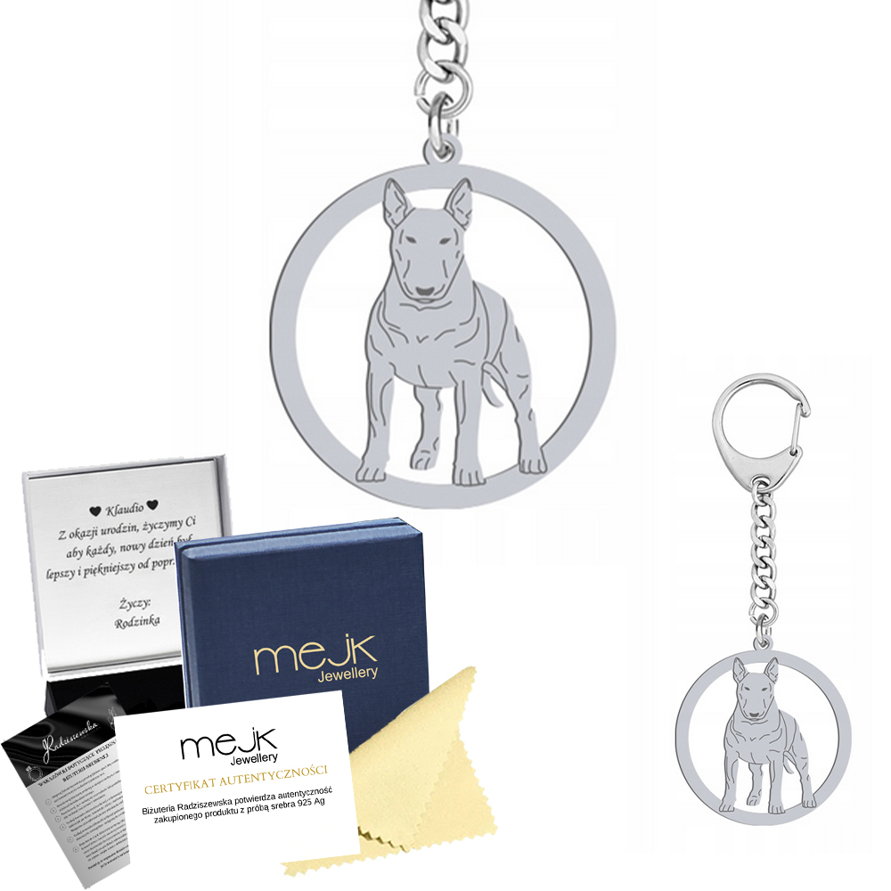 Přívěsek Na Klíče na klíče Bulteriér Standard Stříbro925 Dárek Gravírování Bonus