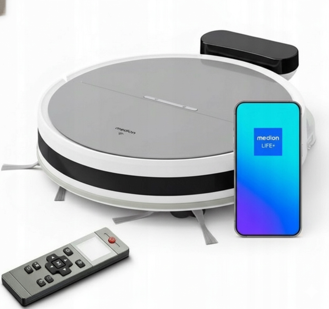 Robot niemiecki Medion,Pilot+sterowanie aplikacją,Timer,Stacja ładujaca