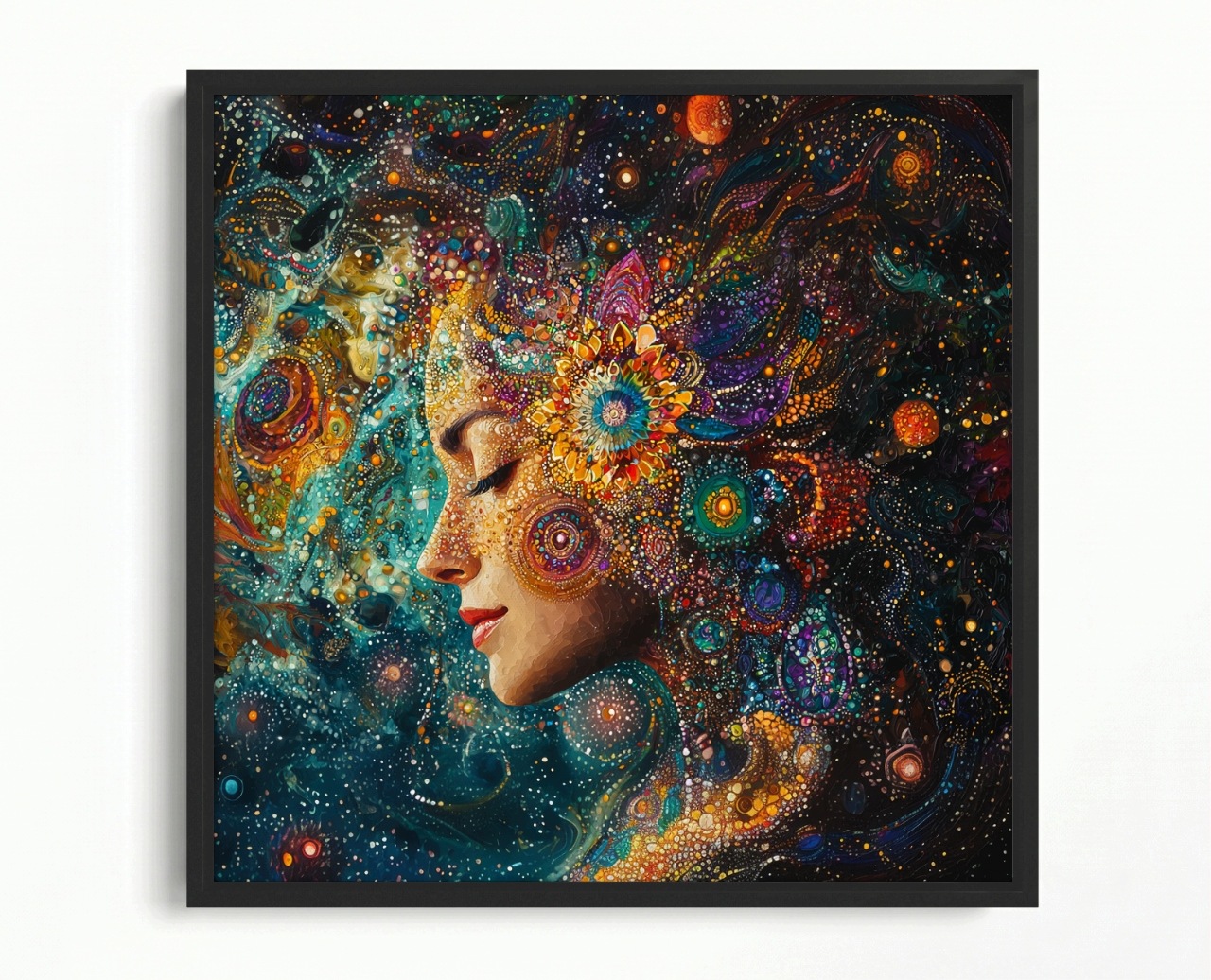 Obraz Rám American Box Portrét Žena Mandala Čakra Energie Zen 50x50