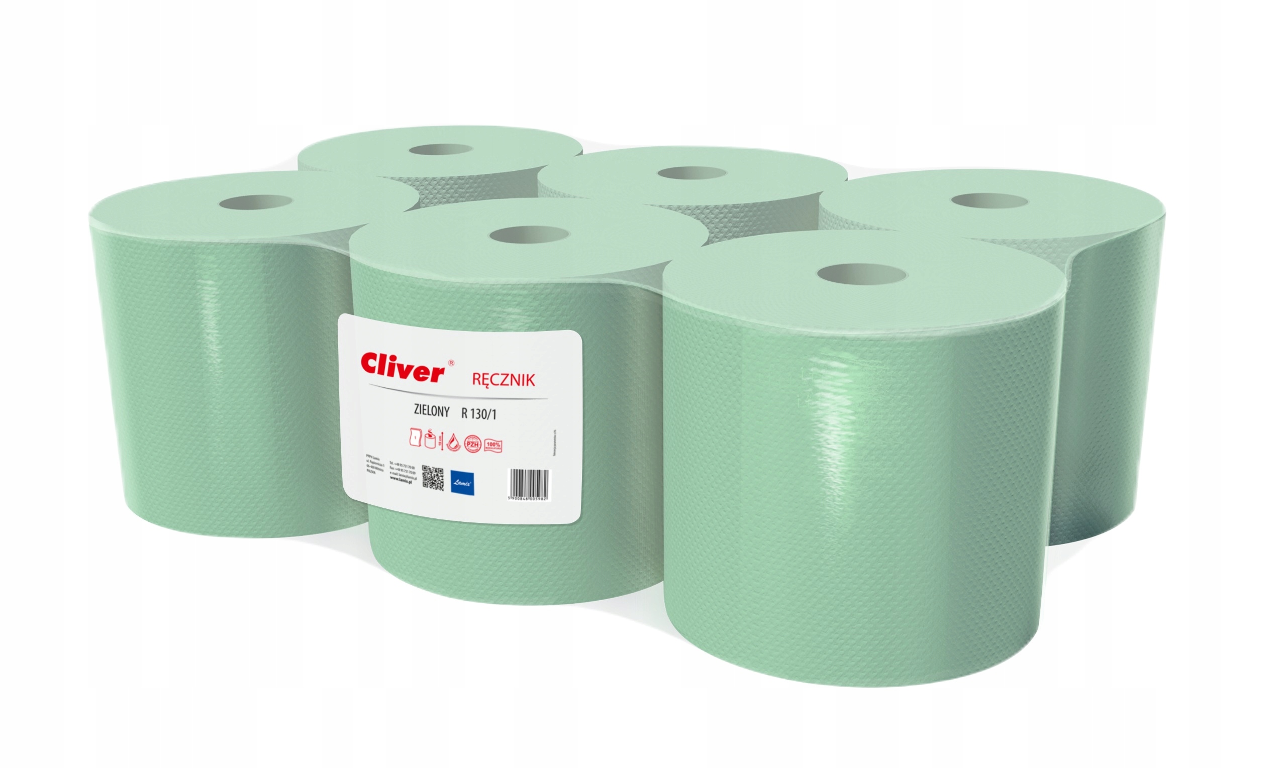 

Cliver Ręcznik papierowy w roli 130m zielony 6szt.