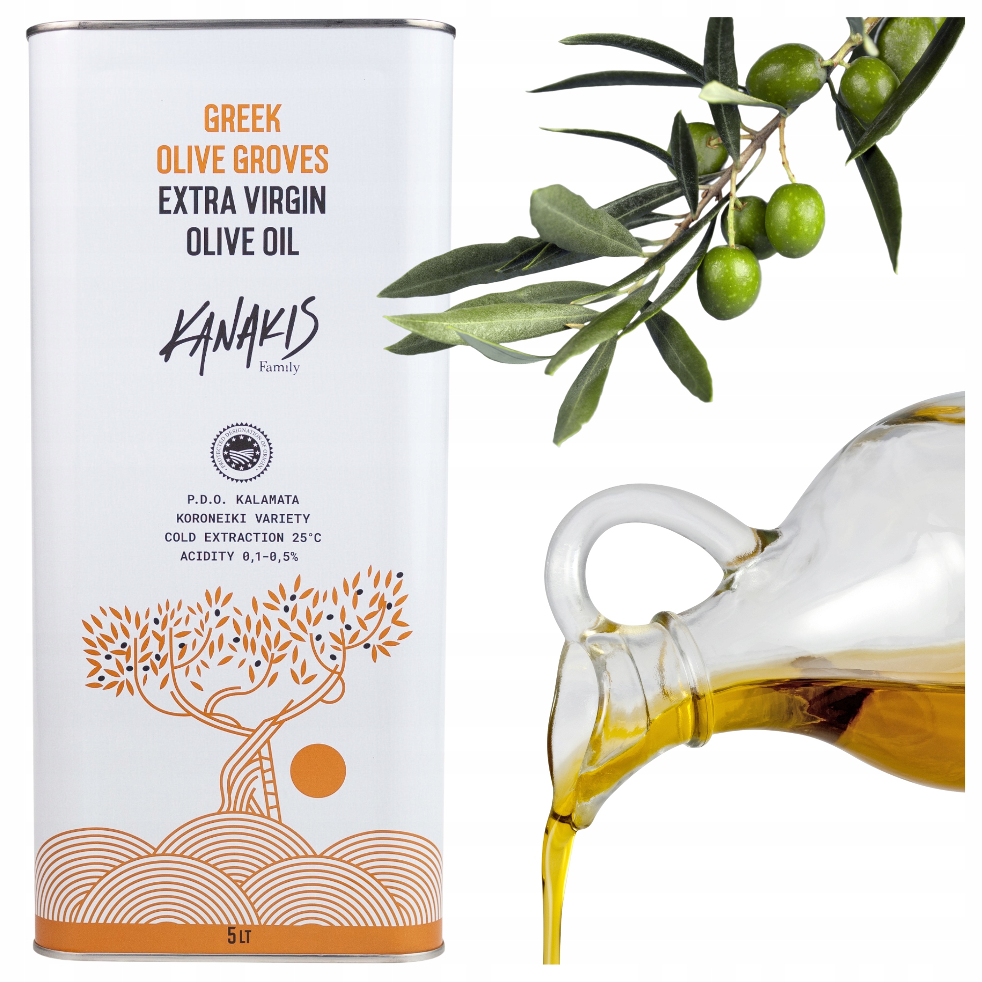 Levně Extra panenský olivový olej Grecka 5L Kalamata lisovaná za studena Kanakis