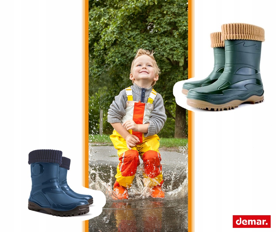 Kalosze Damskie Zimowe Ocieplane 100% Wełną Mocne Materiał zewnętrzny guma