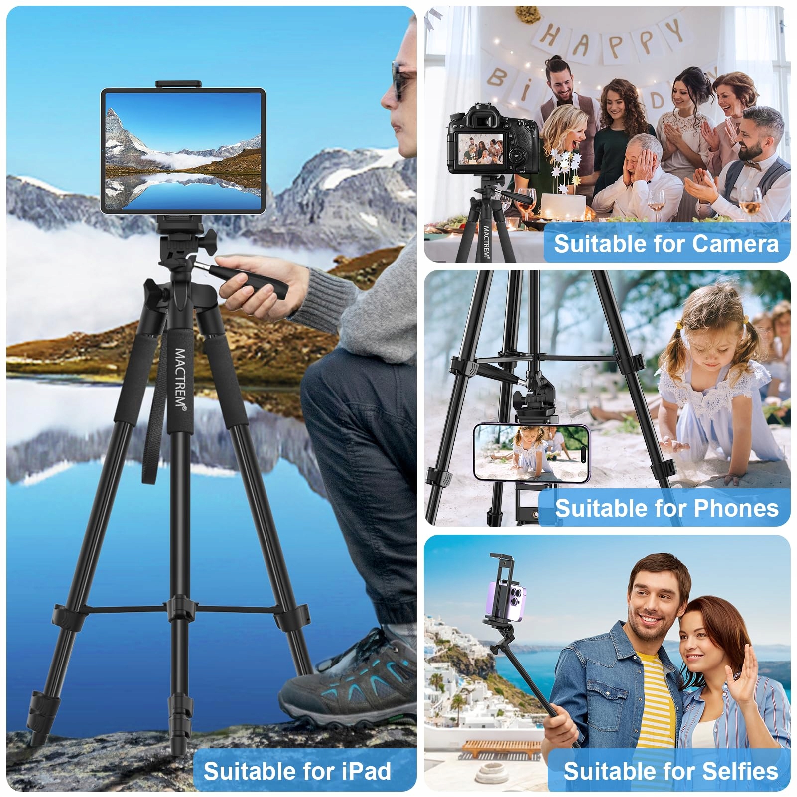 MACTREM Statyw Do Telefonów i Tabletów 165cm 360° Z Pilotem — miniatura 2