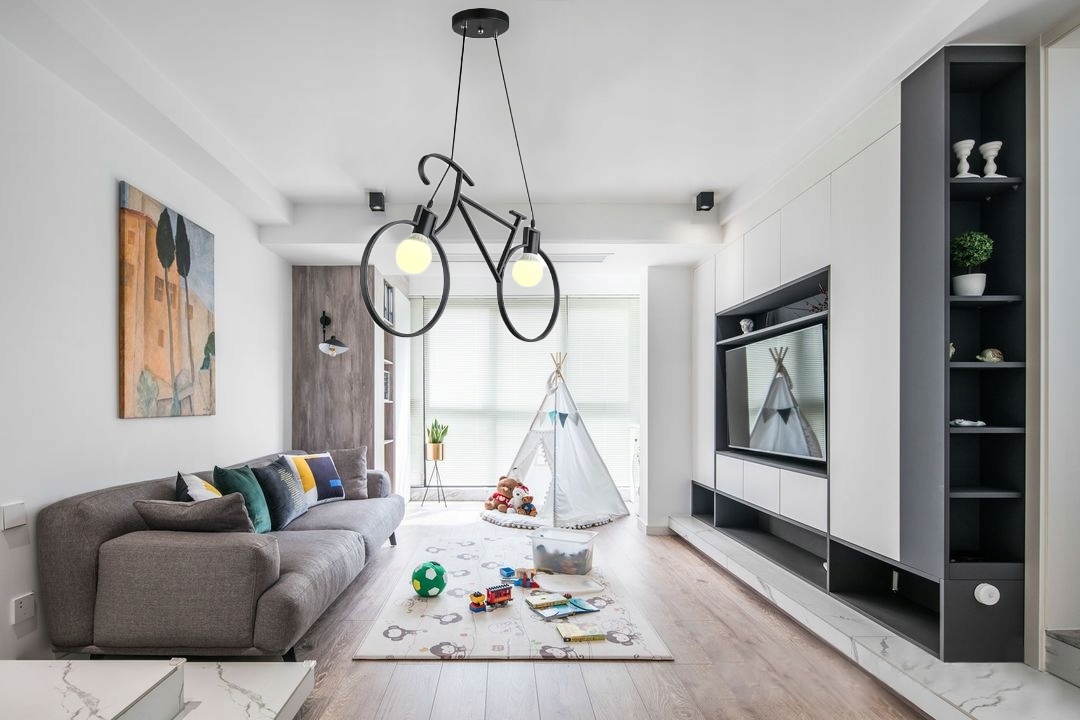 LAMPA WISZĄCA DO POKOJU DZIECIĘCEGO ROWER CZARNA APP216 Kolekcja LAMPA APP216-2CP