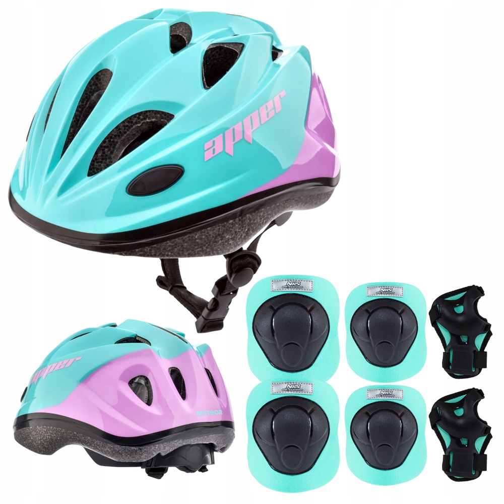 Kask Na Rolki Rower Dla Dziecka Z Regulacją 48-52 cm Zestaw Ochraniaczy S