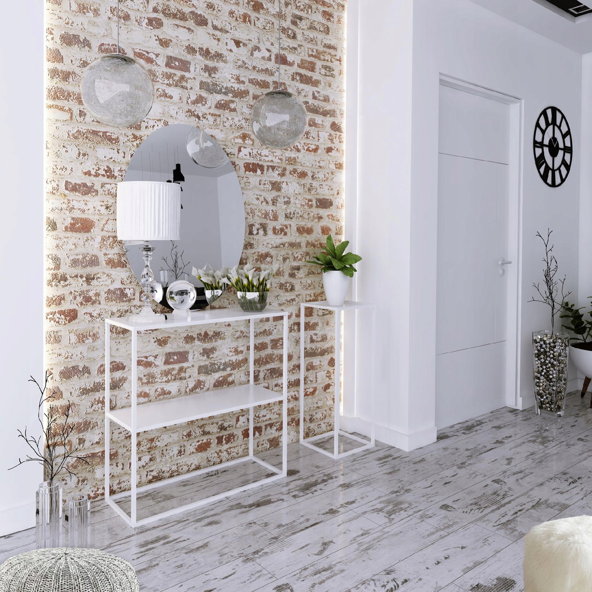 Nowoczesna Konsola Podwójna Przedpokój Loft Biały Wykończenie matowe
