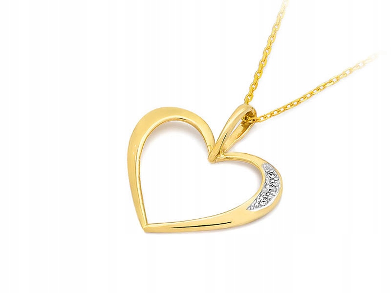 Zlatý přívěsek 585 s diamanty ve tvaru srdce na přívěsek ze 14k řetízek