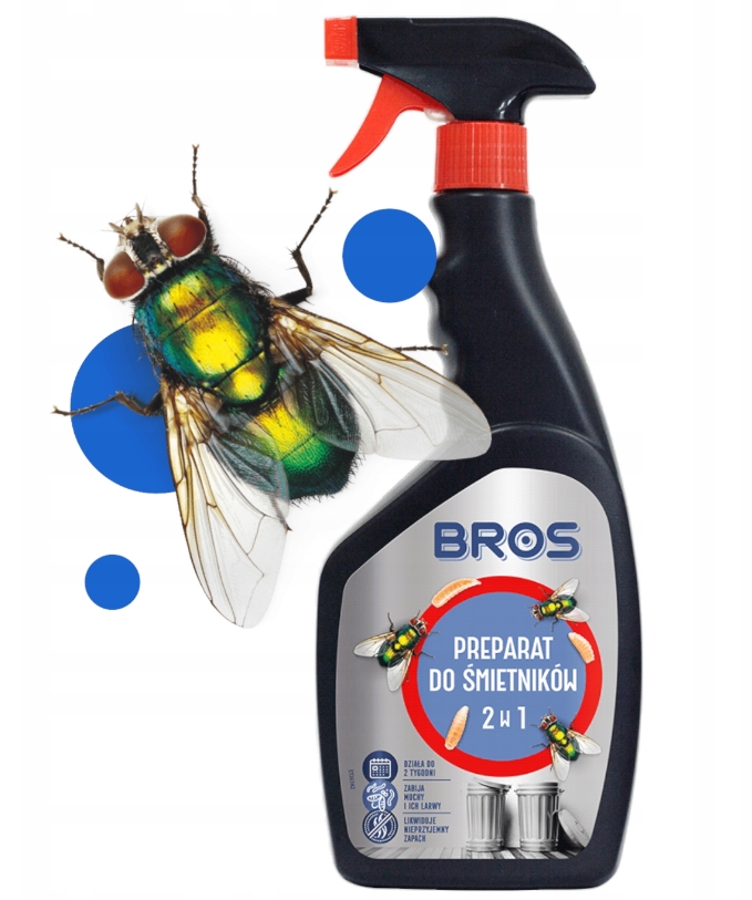 PREPARAT SPRAY ŚRODEK PŁYN DO ŚMIETNIKÓW KOSZÓW NA MUCHY MUSZKI BROS 500ML