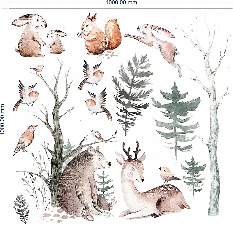 

Zwierzątka W Lesie Las Naklejki Na Ścianę 100cm
