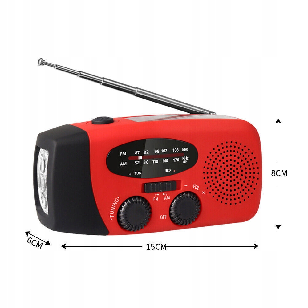 Solar Radio FM AM Awaryjne SOS 2000mAh Latarka Korba ręczna USB EAN (GTIN) 6977323202906