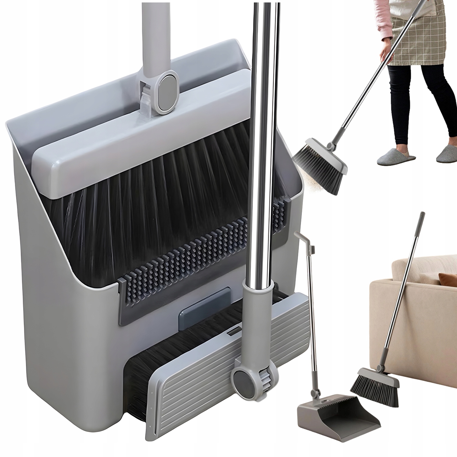 Levně Smetáček S Praktickou Otočnou Lopatkou S Dlouhou Násadou Na Podlahy