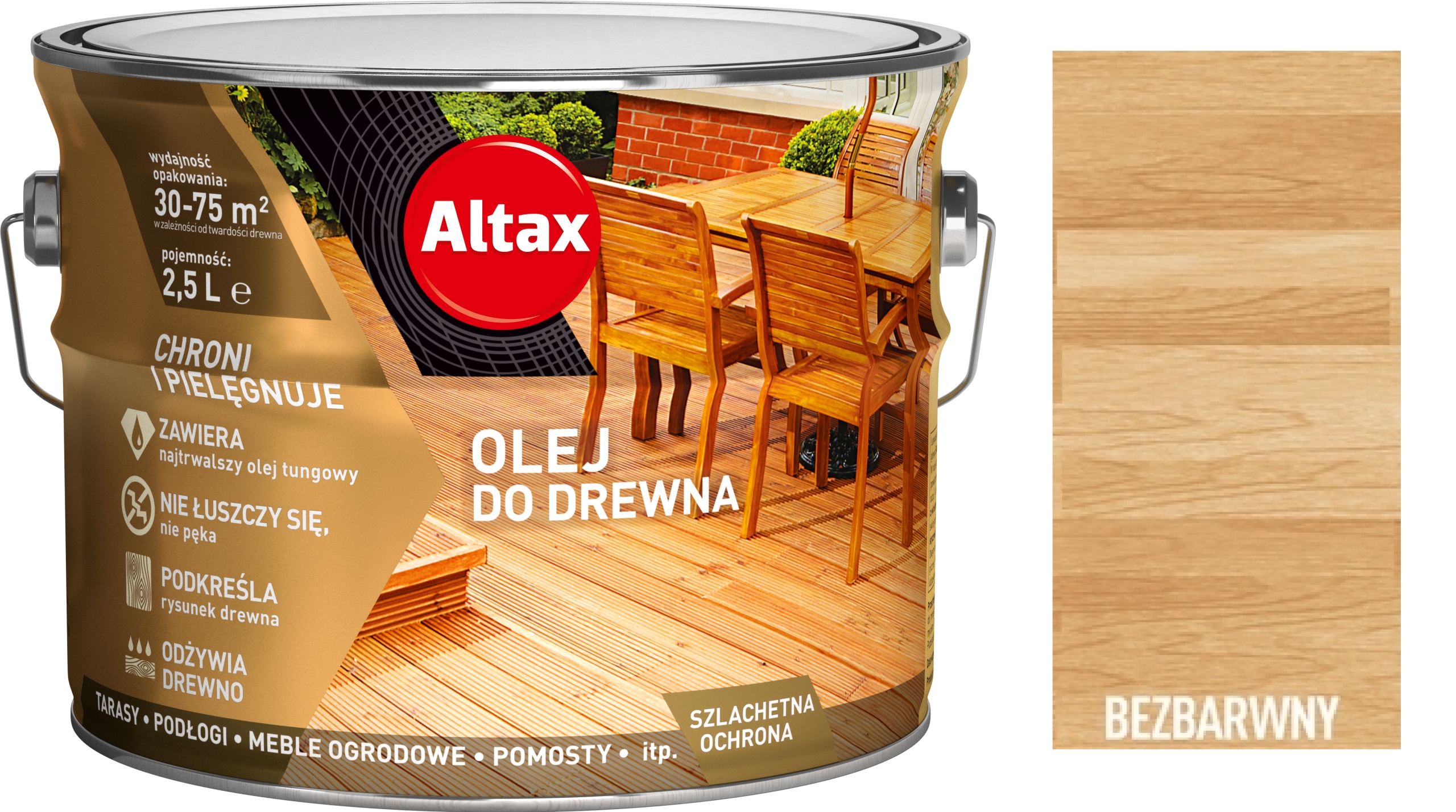 

Altax olej do drewna mebli tarasów 2,5L Bezbarwny