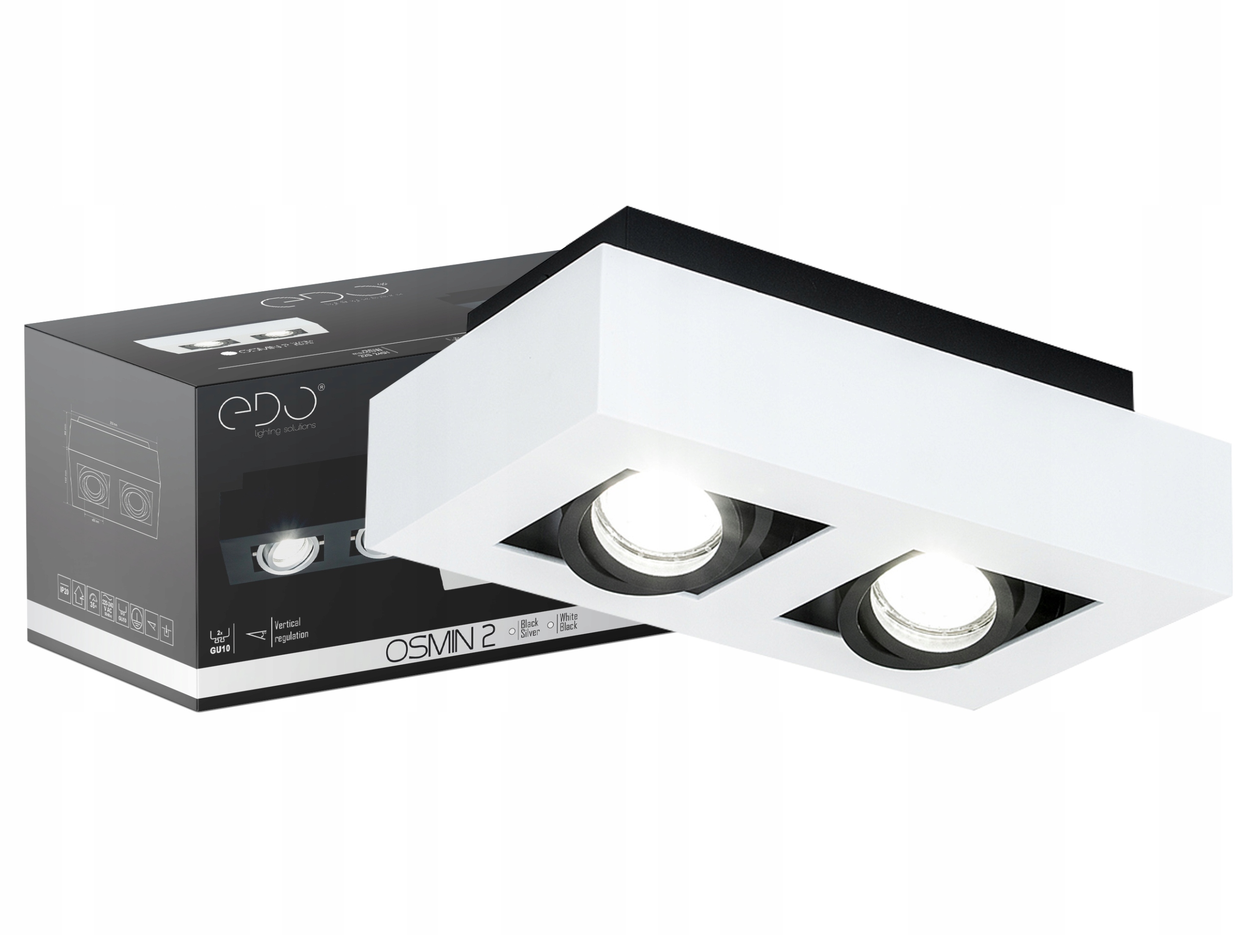 

Lampa Sufitowa Plafon Led Natynkowy Biały GU10 2PŁ