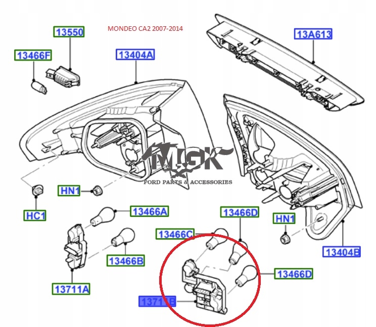 OPRAWKA ŻARÓWKI PRAWY TYŁ WEWNĘTRZNY MONDEO MK4 OE Producent części Ford OE