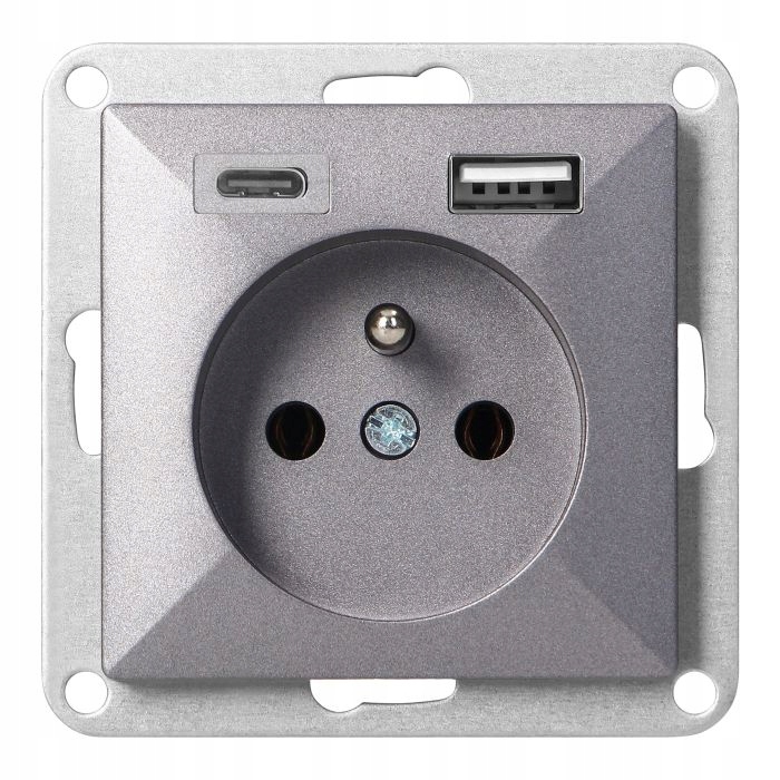 Jednotlivá podomítková zásuvka 2P+E s nabíječkou Usb A+c Pearl, 16 A, 250 V,