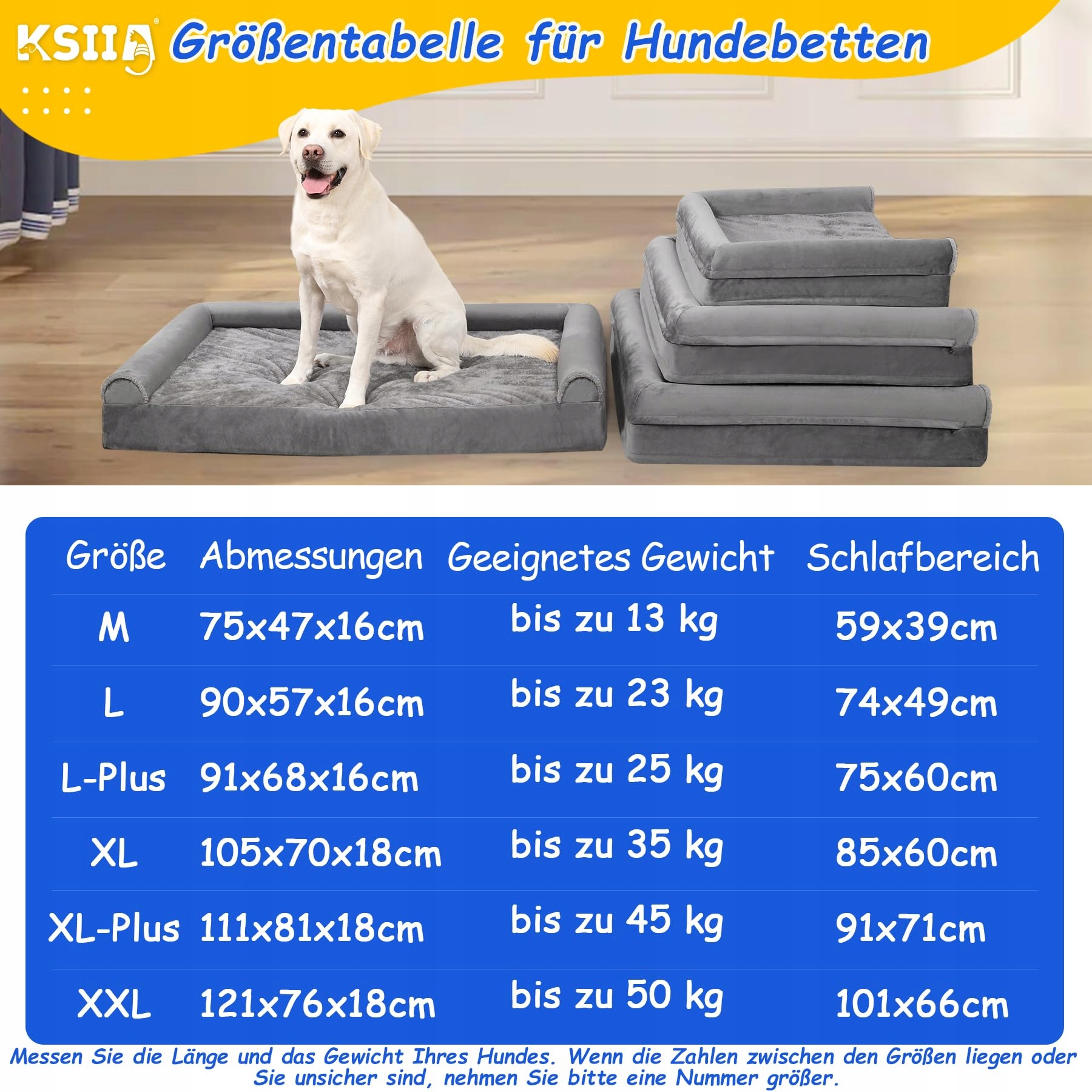 KSIIA Ortopedyczne Legowisko Dla Psów Średnich 91x68x16cm Szare — miniatura 4