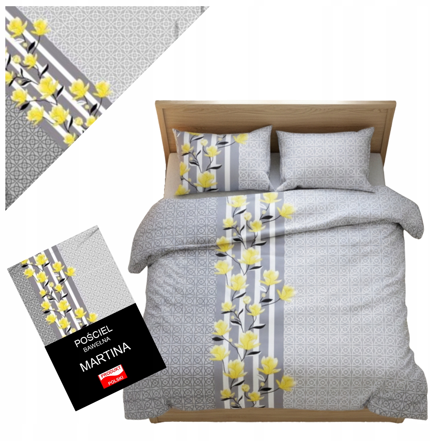 Pościel Bawełniana 180x200 Komplet Zestaw 3 Części na Zamek Produkt Polski